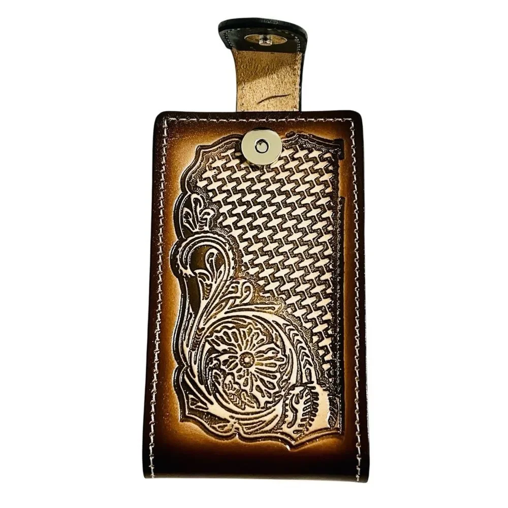Western Leather Cell Phone holster brown - Funda de piel vaquera